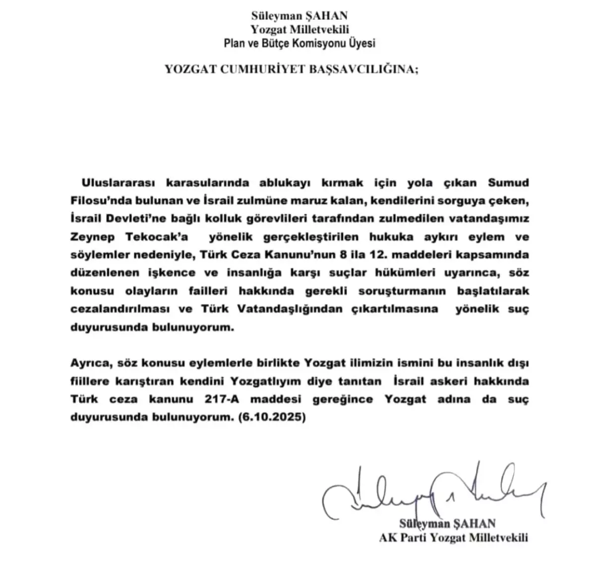 ak parti vekilinden israilli asker hakkinda suc duyurusu uxrZullP